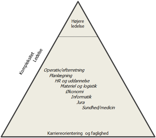 Billede af en karrierepyramide, som viser mulighederne for civil karriere indenfor Forsvaret.