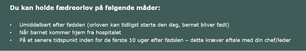 Grafik over hvordan man kan afvikle fædreorlov