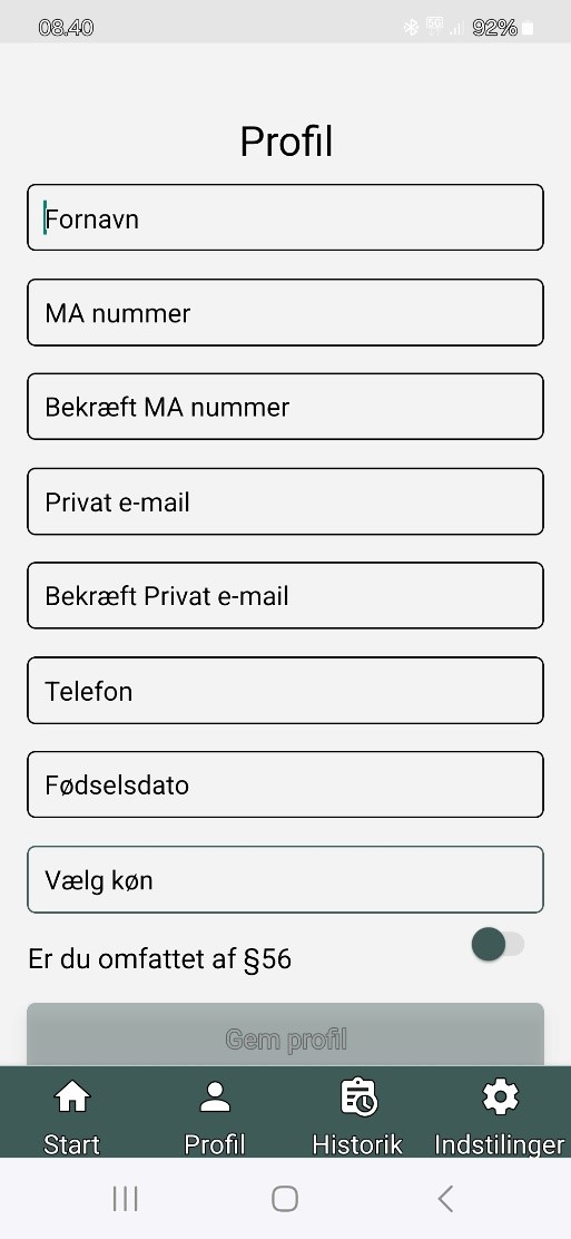 Guide til at oprette profil på SYBAPP